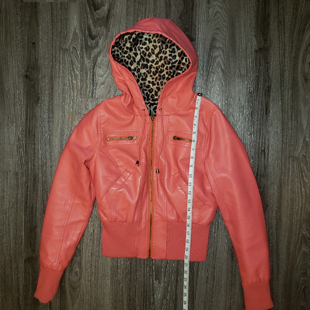 Ambiance vegan leather bomber style jacket size sm